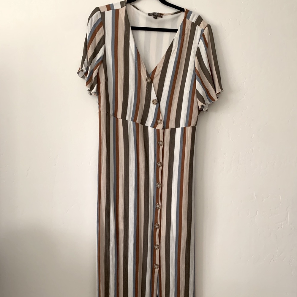 Rust Striped Maxi Dress